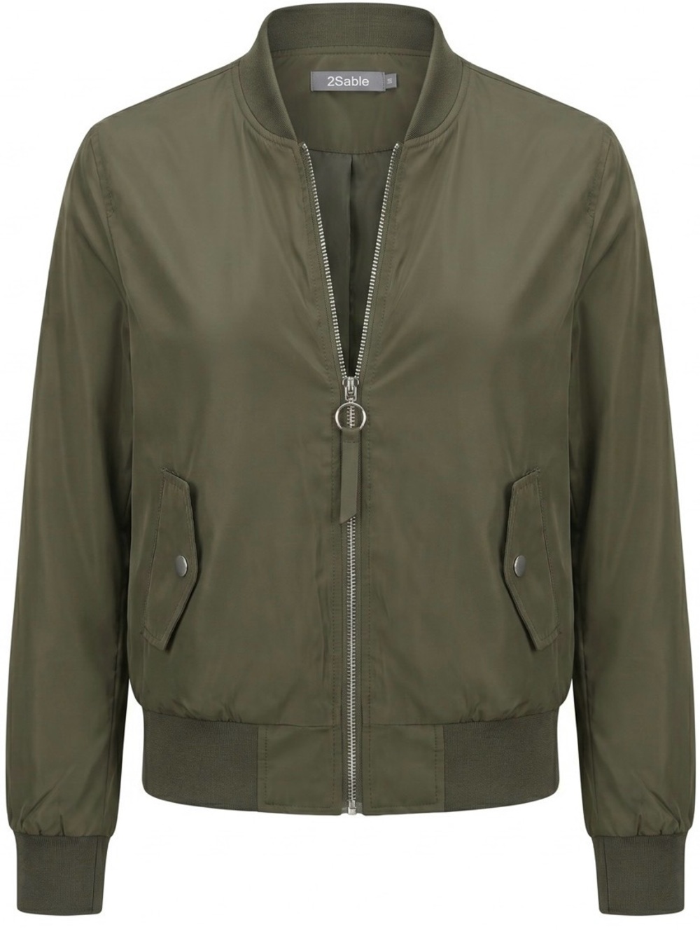 2Sable Jacket Women's Olive GreenBomber Style, Full-Zip, Long Sleeve. Size S